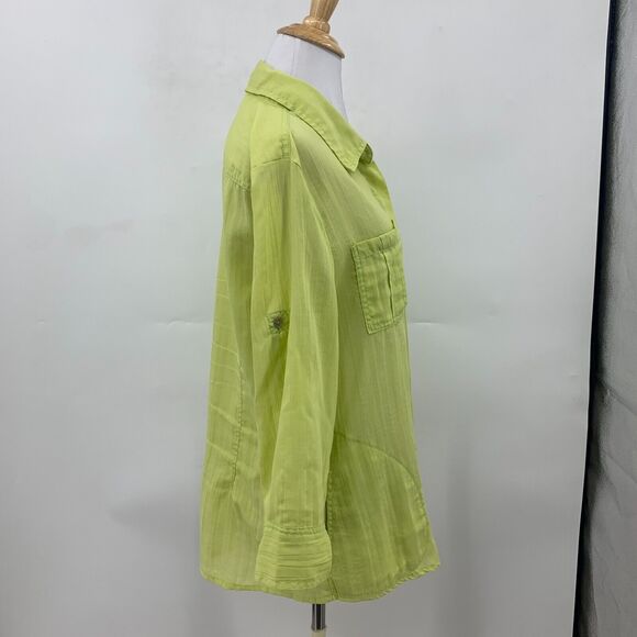 Dylan Anthropologie Button Shirt Womens M Medium Zucchini Tab Sleeve Pockets Top - Picture 13 of 16